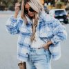 Clothing * | Acoa-001 La Winter Pocketed Plaid Button Down Jacket Final Sale