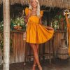 Clothing * | Mabl-001 The Vacation Shop Huntlie Cotton Ruffle Babydoll Dress Tangerine