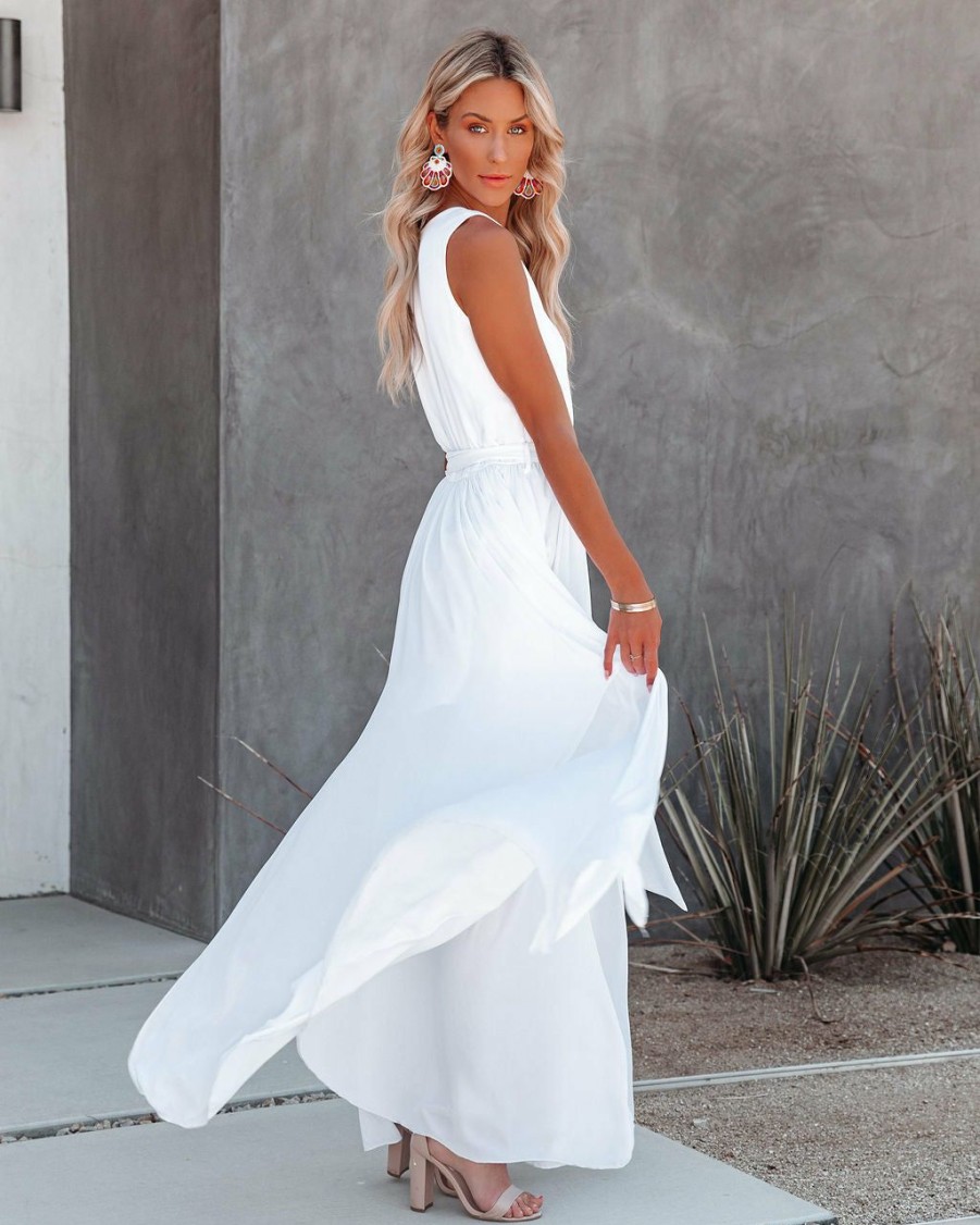 Clothing * | Oliv-001 Diana Sleeveless Maxi Dress Off White Final Sale The Vacation Shop