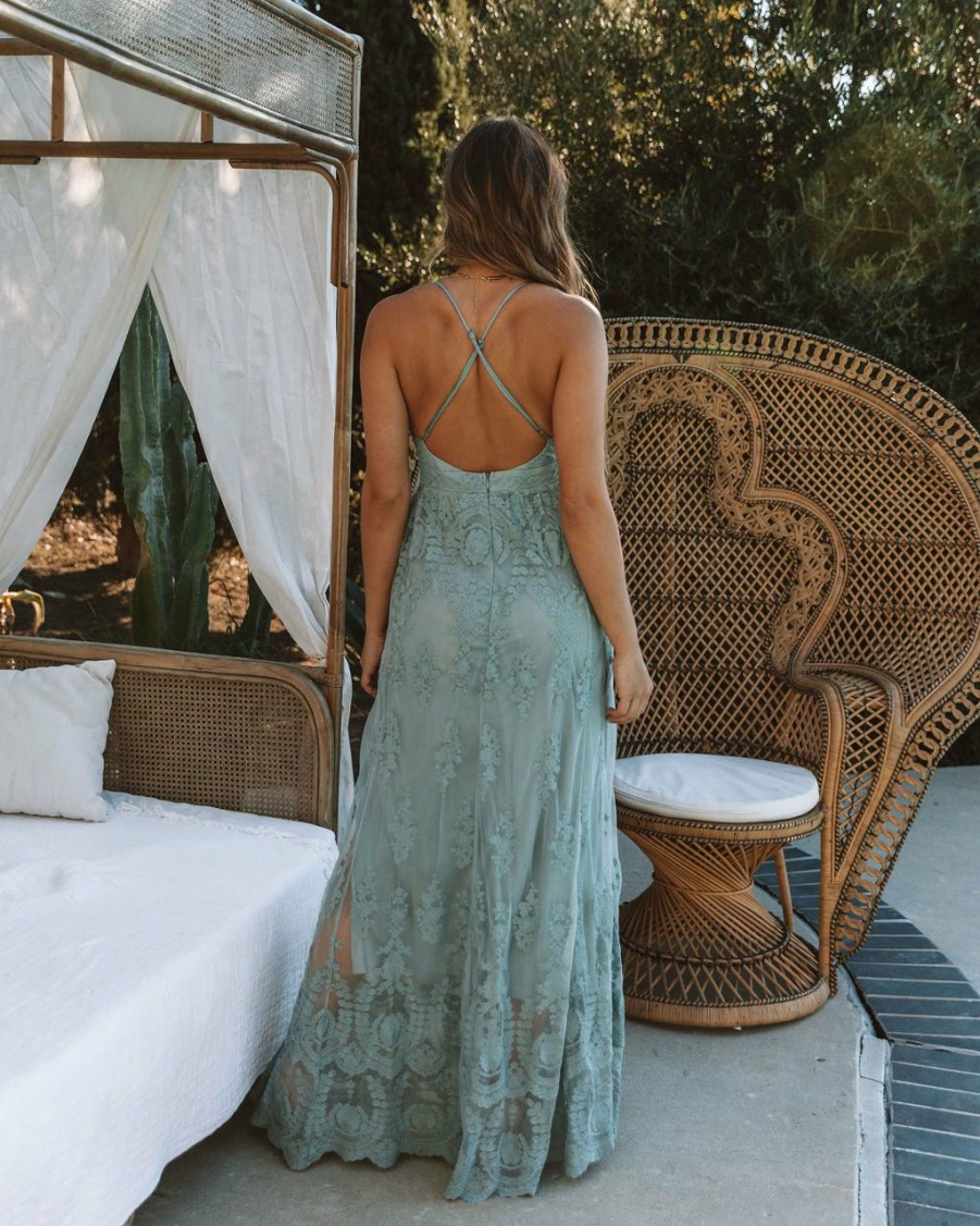 Clothing * | Wish-001 It Was All A Dream Lace Maxi Dress Jade