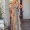 Clothing * | Love-003 Turks + Caicos Printed Shimmer Maxi Dress Pink Multi