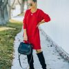 Clothing * | Newb-001 Smoky Mountain Sweater Dress Red Final Sale Vici Exclusives