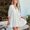 Clothing * | Enc-001 Woodbury Cotton Embroidered Babydoll Dress Off White Final Sale