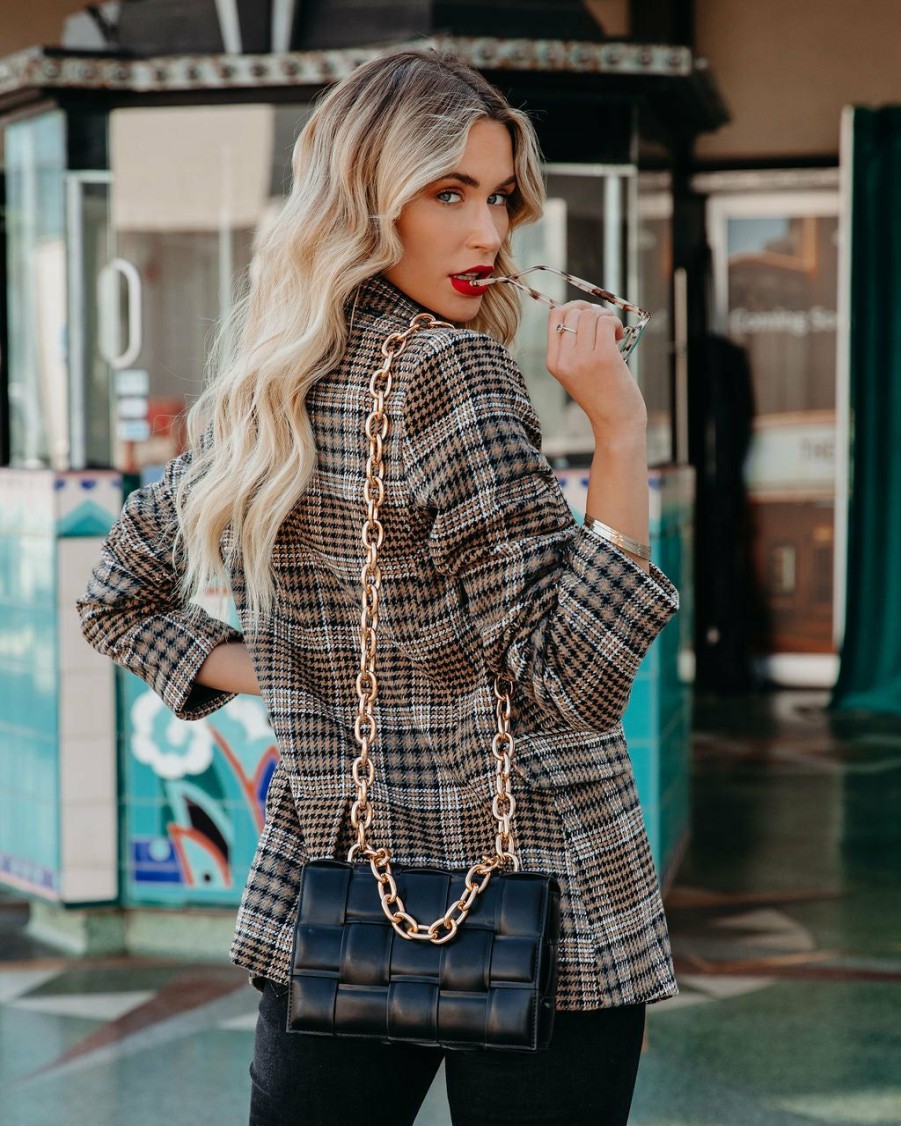 Clothing * | Delu-001 Celina Pocketed Plaid Blazer