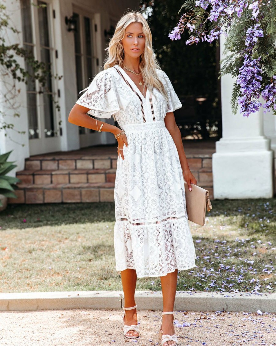 Clothing * | Salt-001 Away With The Breeze Lace Midi Dress