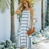 Clothing * | Miou-001 All Clothing Leland Cotton Striped Midi Dress