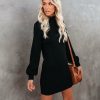 Clothing * | Lumi-001 All Clothing Anastasia Mock Neck Knit Sweater Dress Black