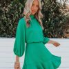 Clothing * | Tych-001 Call Me Angel Textured Satin Dress Green