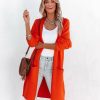 Clothing * | Dee-001 Dayson Pocketed Knit Cardigan Flame Orange Final Sale