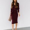 Clothing * | Oliv-001 Yara Drape Knit Midi Sweater Dress Plum All Clothing