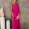 Clothing * | Tych-001 All Clothing From The Source One Shoulder Maxi Dress Fuchsia