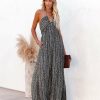 Clothing * | Prom-001 Gael Pocketed Printed Halter Maxi Dress All Clothing