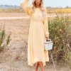 Clothing * | On T-001 Hopeful Romantic Pleated Midi Dress Buttercream Final Sale Guest Of Wedding