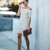 Clothing * | Endl-001 Just Restocked Casual Magic Off The Shoulder Striped Dress