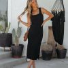 Clothing * | Mod -001 Roma Ribbed Knit Midi Dress Black