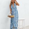 Clothing * | Tych-001 Seek Shade Printed High Low Halter Maxi Dress Blue