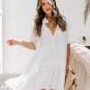 Clothing * | Oliv-001 Yolanda Cotton Eyelet Tiered Babydoll Dress Just Restocked