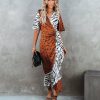 Clothing * | Dres-001 Fierce Satin Mix Print Wrap Maxi Dress Final Sale Guest Of Wedding