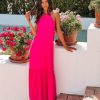 Clothing * | Tych-001 Sweet Talk Halter Maxi Dress Hot Pink Final Sale The Vacation Shop