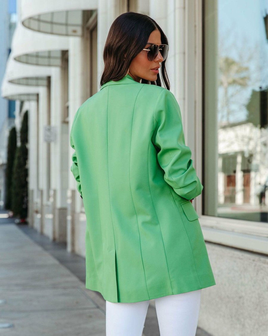 Clothing * | Baga-001 All Clothing Binx Pocketed Blazer Green Apple