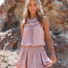 Clothing * | Must-001 Kayley Satin Smocked Dress Mauve