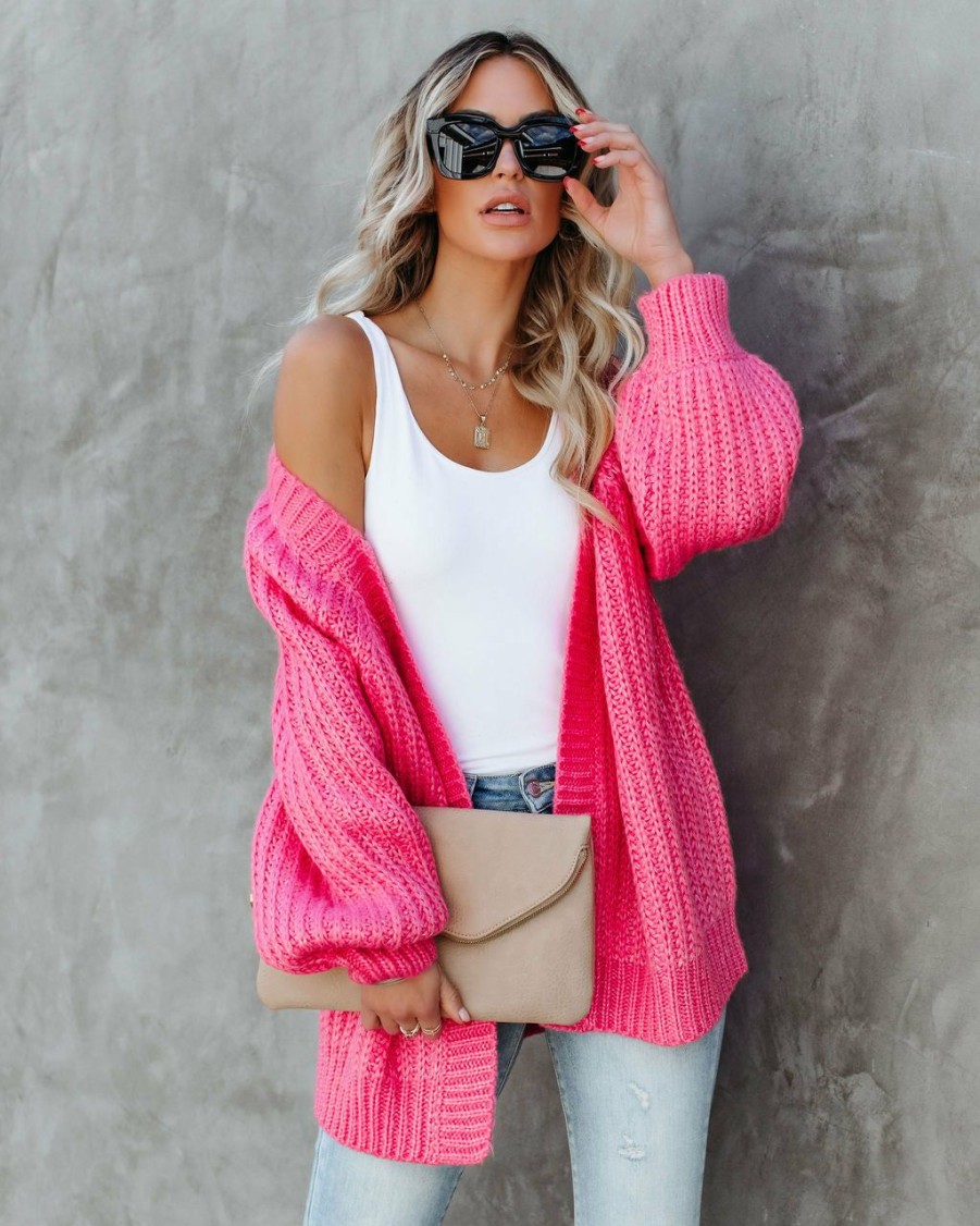 Clothing * | Dee-001 State Of Happy Claudine Knit Cardigan Pink