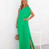 Clothing * | Tych-001 Guest Of Wedding Strike A Pose One Shoulder Statement Maxi Dress Emerald