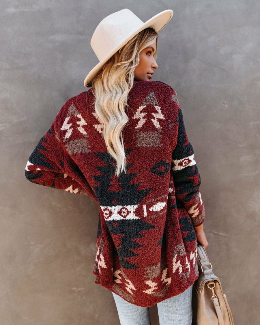 Clothing * | Very-001 All Clothing Moraga Pocketed Aztec Cardigan Brick