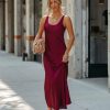 Clothing * | Olia-001 Night To Remember Satin Maxi Dress Merlot Final Sale Vici Exclusives