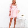 Clothing * | Mabl-001 Guest Of Wedding Lovers Puff Sleeve Tulle Babydoll Dress Baby Pink