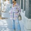 Clothing * | Emor-001 Faustina Pocketed Plaid Shacket Lavender