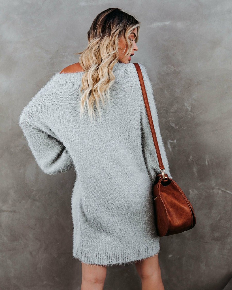 Clothing * | Tcec-001 So In Love Knit Sweater Dress Heather Grey Final Sale Bump Friendly