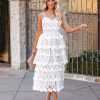 Clothing * | Endl-001 New Arrivals Preorder Pascal Tiered Crochet Lace Midi Dress White