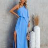 Clothing * | Tych-001 From The Source One Shoulder Maxi Dress Clean Blue All Clothing