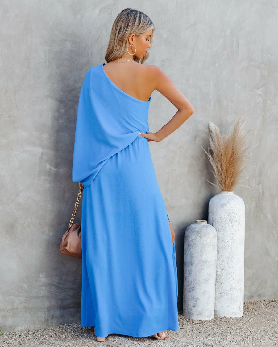 Clothing * | Tych-001 From The Source One Shoulder Maxi Dress Clean Blue All Clothing