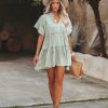 Clothing * | Oliv-001 Good Karma Cotton Tiered Babydoll Tunic Sage