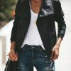 Clothing * | Danc-001 All Clothing Slick Chick Coated Faux Leather Moto Jacket Black