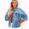 Clothing * | Tea-002 Adina Pocketed Denim Jacket Light Indigo Final Sale Americana Babe