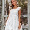 Clothing * | Entr-001 The Weekly Drop Margarita Blanca Ruffle Babydoll Dress Off White