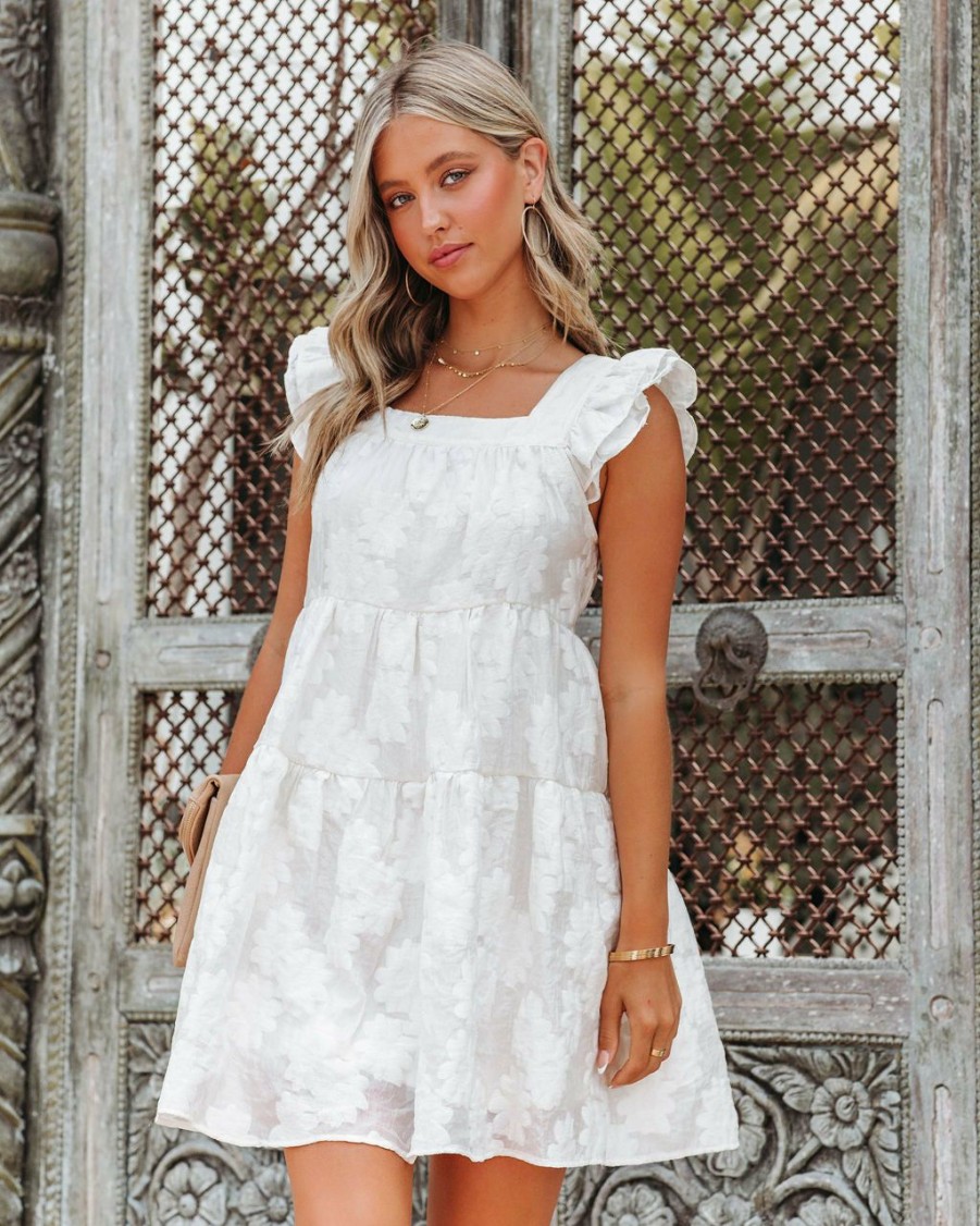 Clothing * | Entr-001 The Weekly Drop Margarita Blanca Ruffle Babydoll Dress Off White