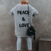 Clothing * | Fate-001 Peace And Love Knit Cardigan Grey