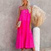 Clothing * | &Mer-001 Just Restocked Catch The Sun Tiered Midi Dress Hot Pink