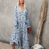 Clothing * | Dres-001 Santorini Printed Boho Maxi Dress