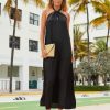 Clothing * | Tych-001 Atiana Satin Halter Maxi Dress Black