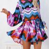 Clothing * | Oliv-001 Rocky Printed Rope Tie Ruffle Dress Final Sale State Of Happy