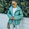 Clothing * | Pol-001 Cassian Pocketed Quilted Puffer Jacket Seafoam Final Sale