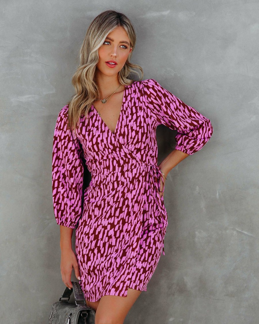 Clothing * | Tych-001 Vici Exclusives Another Year Of Love Printed Wrap Dress Final Sale