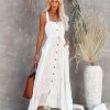 Clothing * | Love-003 Grapevine Linen Blend Pocketed Maxi Dress Vanilla