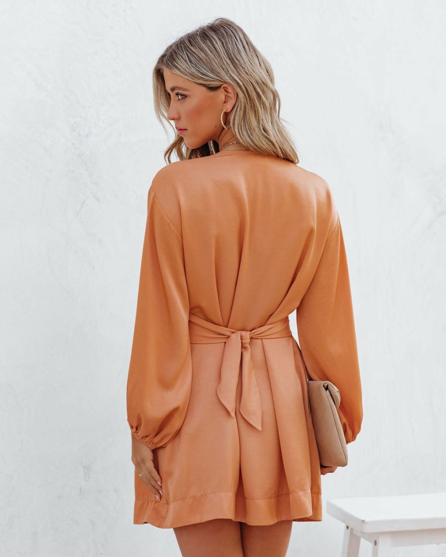 Clothing * | Dee-001 Karsan Pocketed Plunge Mini Dress Dusty Peach