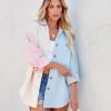 Clothing * | Endl-001 The Denim Shop All For Love Colorblock Denim Shacket